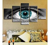 JBUTXE Quadro Moderno 5 Pezzi Arte dell'occhio blu Quadri Moderni Stampasu Tela 5 Immagini Consecutive Decorazioni per la casa Arte murale Pittura Olio - Nessuna Cornice 200x100cm (La x Al)
