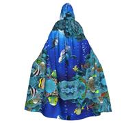 JBYJBX 3D Underwater world pesce delphi Stampa Halloween Unisex Lunghezza Cappuccio Veste Natale Mantello Vampiro Strega Mantello Cosplay Costume