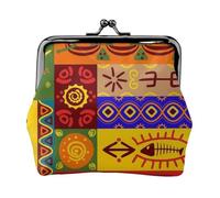 Jbyjbx African National Patterns Print Compact Coin Purse Cute Small Zipper Wallet con chiusura a bacio per uso quotidiano e regali