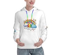 JBYJBX Arcobaleno Nuvole Goccia Di Pioggia 1 Stampa Felpe Da Donna Per Autunno Inverno Casual Pullover Escursionismo Viaggi Attività, Nero , M