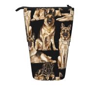 JBYJBX Astuccio per matite con stampa a strisce con bandiera americana bandiera americana astuccio telescopico versatile, custodia per cancelleria, Pastore Tedesco, One Size