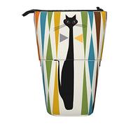 JBYJBX Astuccio per matite con stampa cielo notturno multiuso telescopico organizer, custodia per cancelleria per ufficio, Gatto d'arte moderna della metà del secolo, One Size