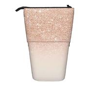 JBYJBX Astuccio telescopico multiuso con stampa glitterata color oro rosa, organizer per cancelleria, nero, taglia unica, Nero , Taglia unica