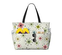 JBYJBX Atomic Stars Pattern Print Beach Tote Borsa da viaggio di grande capacità impermeabile Sandproof e leggera