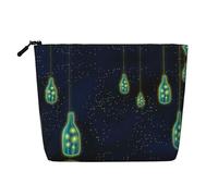 JBYJBX Bella borsa per il trucco con stampa di una bottiglia di Under The Night Sky, impermeabile, da viaggio, borsa con cerniera, borsa da toilette da donna, nera, taglia unica, Nero, One Size