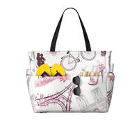 JBYJBX Borsa da viaggio di grande capacità della borsa impermeabile della spiaggia della stampa della farfalla di Parigi romantica e leggera