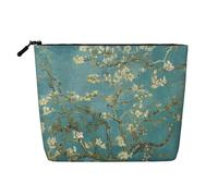 JBYJBX Borsa per il trucco con stampa di fiori di mandorlo impermeabile, borsa da viaggio con cerniera, borsa da toilette da donna, nera, taglia unica, Nero, One Size