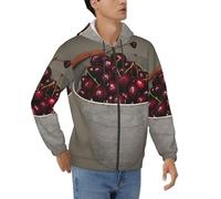 JBYJBX Felpa con cappuccio invernale da uomo con stampa di ciliegie e secchiello alla moda, disponibile in tutte le stagioni e occasioni, Nero , 3XL