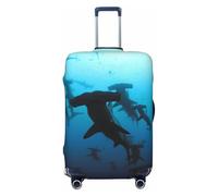 JBYJBX Hammerhead Sharks - Copertura per valigia, lavabile, elastica, alla moda, da viaggio, nero, X-Large