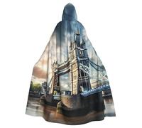 JBYJBX Historic Old Tower Bridge London Print - Mantello con cappuccio per carnevale, cosplay, feste e feste