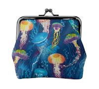 Jbyjbx Portamonete compatto colorato con stampa medusa carino piccolo portafoglio con chiusura a bacio per uso quotidiano e regali