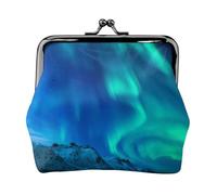 Jbyjbx Portamonete compatto con stampa dell'aurora boreale carino piccolo portafoglio con cerniera con chiusura a bacio per uso quotidiano e regali