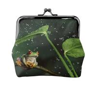 Jbyjbx Portamonete compatto con stampa di rana dell'albero della pace carino piccolo portafoglio con cerniera con chiusura a bacio per uso quotidiano e regali