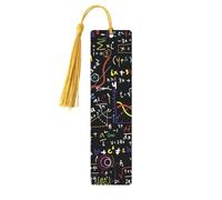 Jbyjbx Set di segnalibri in legno con stampa formula matematica - Stampa completa su entrambi i lati nappe colorate Decorazioni per feste di compleanno
