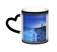 JBYJBX Splendida tazza in porcellana con immagine di un faro che cambia colore sensibile al calore, ideale come regalo per caffè e tè