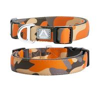 JC HOUSE Collare per cani morbido imbottito, circonferenza collo da 40 a 50 cm, collare resistente regolabile con logo riflettente 3M per cani di taglia media e grande, arancione mimetico, taglia
