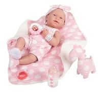 JC TOYS - Bambola La Newborn appena nata da 38 cm è in vinile morbido, vestiti e 5 accessori, ragazza, rosa, disegnata in Spagna da Berenguer, 2 anni