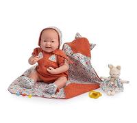 JC TOYS - Bambola La Newborn appena nata da 38 cm, in morbido corpo, collezione Nature, con vestiti floreali, ciuccio e peluche, disegnata in Spagna da Berenguer, +2 anni