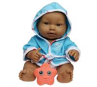 JC Toys Bath Time - Set regalo con adorabili bambole ispaniche per amare i bambini, 35,6 cm, in vinile, lavabili, vestite con accappatoio con cappuccio e pannolino, include ciuccio e amico del bagno