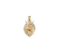 JC Trauringe Ciondolo a forma di leone con corona, in vero oro 585, classico, semplice ciondolo in oro, unisex, in oro giallo, con custodia per gioielli 8730, Oro, Nessuna pietra preziosa