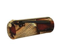JCAKES Astuccio in pelle con palloncino in stile cartone animato astuccio per matite astuccio per matite piccola borsa per matite astuccio personalizzato forniture di cancelleria, Violino e Libro,