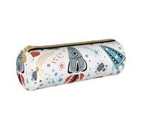 JCAKES Simpatico astuccio in pelle marrone con gufi in stile cartone animato astuccio per matite astuccio per matite piccola borsa per matite astuccio personalizzato forniture di cancelleria, Razzi