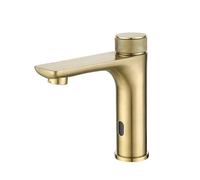 Jcakes Smart Spazzolato Oro in Ottone lavandino Rubinetto touchless touchless neuined Rubinetto Acqua Fredda Mixer Tocca Batteria Alimentazione Singolo Foro (Colore: Oro Spazzolato)