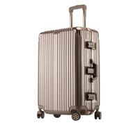 JCAKES Valigia Bagagli con ruote girevoli Valigia di grande capacità Telaio in alluminio di colore brillante Bagaglio a mano resistente all'usura Durevole (Color : Gold-, Size : 20inch)