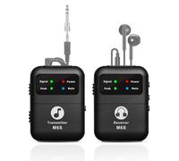 JCANOL Sistema di monitoraggio wireless in-ear, sistema IEM stereo wireless 2.4G con trasmettitore e ricevitore Beltpack Auto-Pairing, 50 m per studio, banda, performance dal vivo