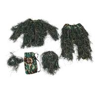 Jcasbdn Abito Ghillie per bambini altezza 43, 31-51, 18 pollici, 5 in 1 abito mimetico traspirato 3D, abiti da caccia tra cui giacca, pantaloni, cappuccio, borsa da trasporto