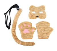 Jcasbdn Abito peloso Maschera per gatti con guanti di coda Simulazione Maschera Therian Maschera Furry Costume per Halloween Christmas Party Masquerade