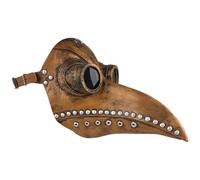 Jcasbdn Maschera medica a peste, costume da medico a piaga del naso lungo vapore in lattice, maschera di Halloween regolabile per il cosplay di Halloween, marrone+argento