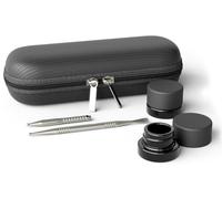 JCASE Dabbing Tool - Set di 2 strumenti in titanio per olio di cera concentrata Dab colofonia resina strumenti inclusi due contenitori in vetro da 5 ml in kit da viaggio nero