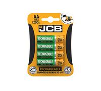 JCB - Batterie ricaricabili AA 1200MAH - Batterie alcaline, costruite per durare - Batterie ricaricabili AA Confezione da 4 - Batterie ricaricabili AA, x 500 cariche