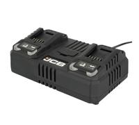 JCB Caricabatterie rapido Pro 18V Dual Port 2×4.5A con porte USB e USB-C aggiuntive - Compatibile con JCB Cordless & Professional Tools - Garanzia di 2 anni