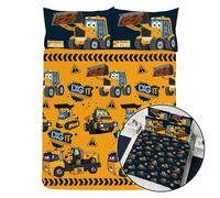 JCB Set Copripiumino Doppio Dig It 2-in-1 Reversibile Design Costruzioni per Bambini