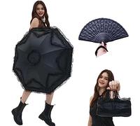 JCBFUME Ombrello pieghevole da donna anti-UV Lolita in pizzo a prova di ultravioletti (nero 2)