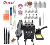 JCD 2 in 1 Stazione di saldatura 8586 Display digitale a LED SMD Rilavorazione Pistola ad aria calda Saldatore 220V ESD Set di strumenti di riparazione per saldatura