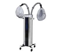 Jcgly Vaporizzatore per Capelli con 2 Testine, Processore Professionale per Capelli con Base, Vaporizzatore 2 in 1 per Capelli e Viso per Saloni, Spa, Barbieri, in Lega di Alluminio Argentata