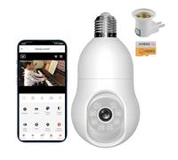 JCHENG - Telecamera di sicurezza intelligente con lampadina 2,4 GHz, 4 MP/2K, sorveglianza rotante a 360°, compatibile con TUYA/Smart Life, supporto Alexa e Google Assistant - Smart Home Security