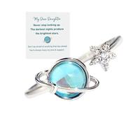 JchEnye 1 Anello Regolabile in Rame Placcato Argento - Con Motivo di Pianeti e Stelle - Un Regalo Inspirante per la Famiglia e Gli Amici