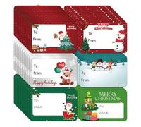 JchEnye 120 adesivi natalizi, etichette autoadesive, decorazioni natalizie rettangolari 6×4 cm, decorazioni per sacchetti regalo a tema Babbo Natale