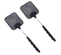 JchEnye 2 scacciamosche, scacciamosche estensibili, scacciamosche manuali, adatte per mosche, zanzare e insetti, di colore nero