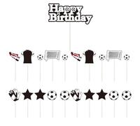 JchEnye 21 Pezzi Decori Torta Tema Calcio, Toppers Compleanno con Maglia & Porta
