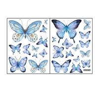 JchEnye 25 adesivi decorativi a forma di farfalla, adesivi murali a forma di farfalla che si illuminano al buio, adesivi blu che si illuminano al buio, camera da letto, camera dei bambini