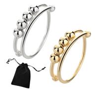 JchEnye 2pcs 925 Sterling Silver Stress Relief Ring, Anello regolabile con perline ansiolitiche, perle di distensione e sottili - Regali per uomini, donne, ragazze, figlie, madri e mogli, unisex.