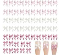 JchEnye 60 Pezzi di Gioielli per Unghie con Fiocco, Gioielli di Design per Unghie con Fiocco, Fiocco di Nastro Carino, Accessori per Unghie con Fiocco, Bianco/Viola Rosa/Rosa Scuro