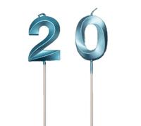 JchEnye Candele di Compleanno 2 Pezzi, Numeri 2 e 0 3D Candele di Compleanno Blu, Candele di Compleanno, Decorazioni per Torte, Candele per Decorazioni di Compleanno, Numeri 20