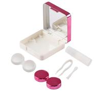 JchEnye Custodia per lenti a contatto, mini set da viaggio con specchio, coperchi L e R, per riporre comodamente le lenti a contatto durante i viaggi, oro rosa