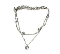 JchEnye Ginocchino a perle vintage allo stile spiaggia, ginocchino a doppi cuori allo stile bohemio. Può essere indossato come bracciale. Gioiello per donne, colore argento.